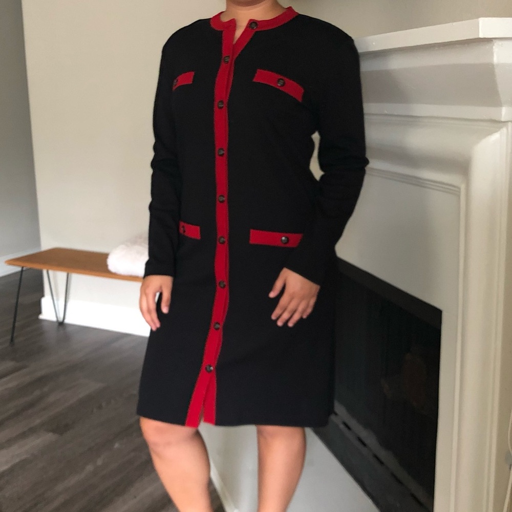 Liz Claiborne navy blue and red dress